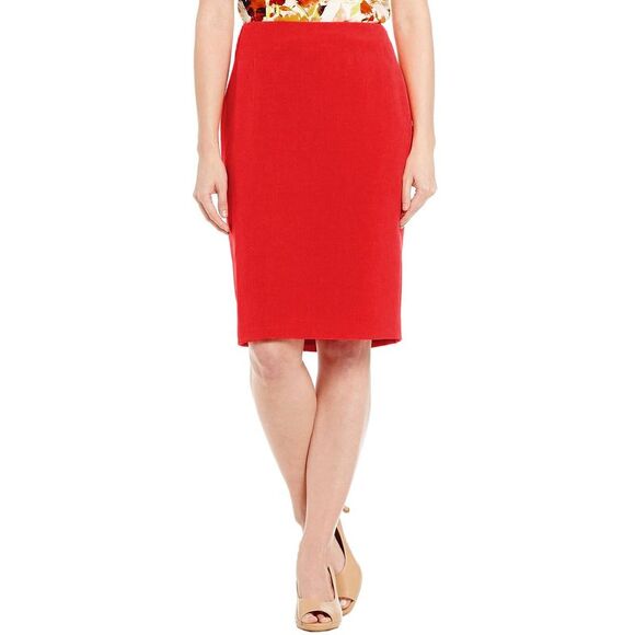 Kasper Womens Stretch Crepe Slim Skirt 10 Scarlet - Picture 1 of 4